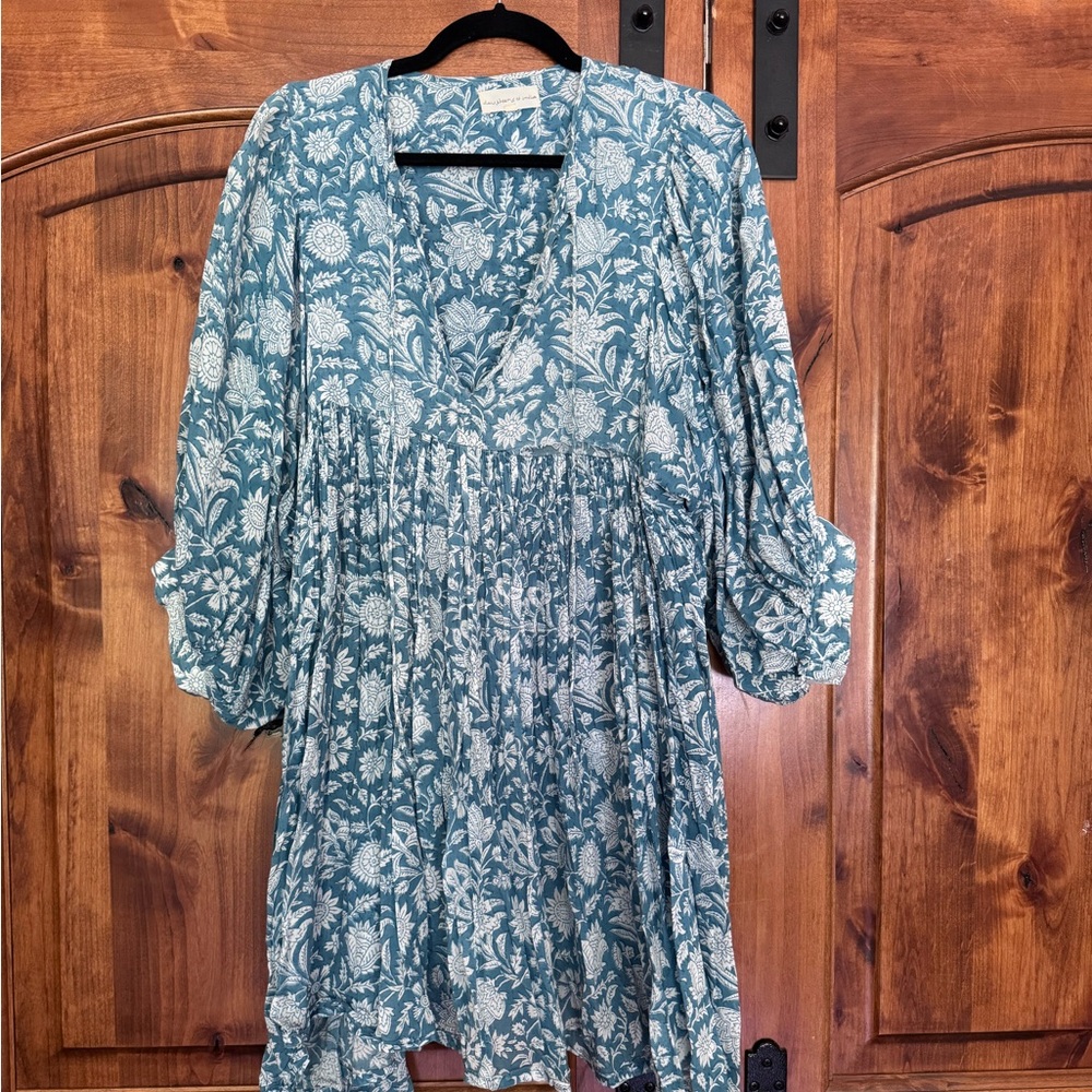 Daughters of India Kyra Mini Dress ~ Ocean Blue Size Large
